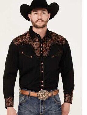 Scully Men's Gunfighter Embroidered Snap Shirt Size XXL